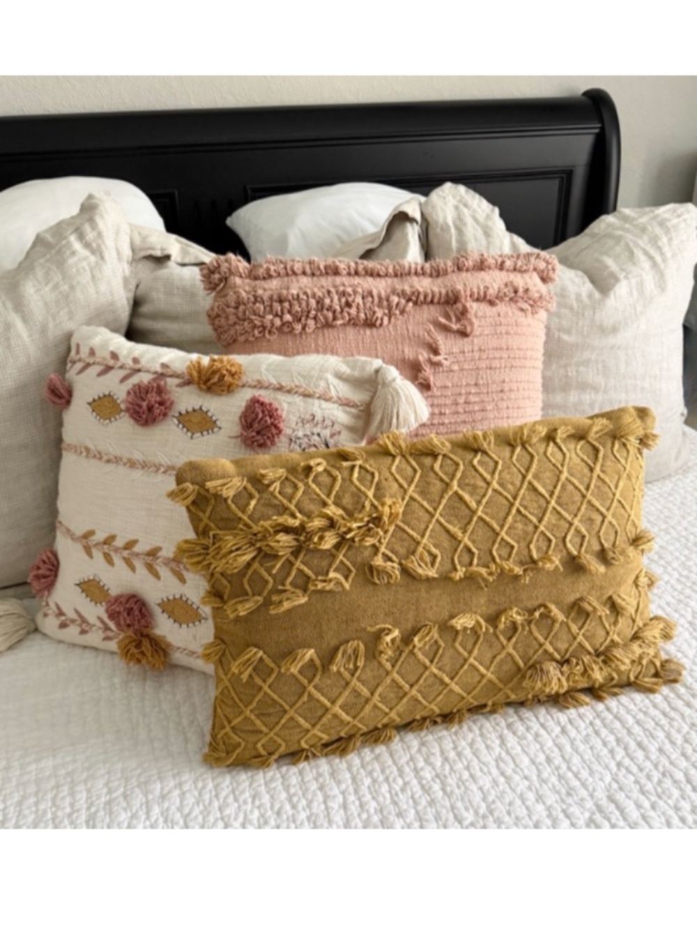 Set/3 Embroidered Pillows with Tassels - Picture 8 of 16